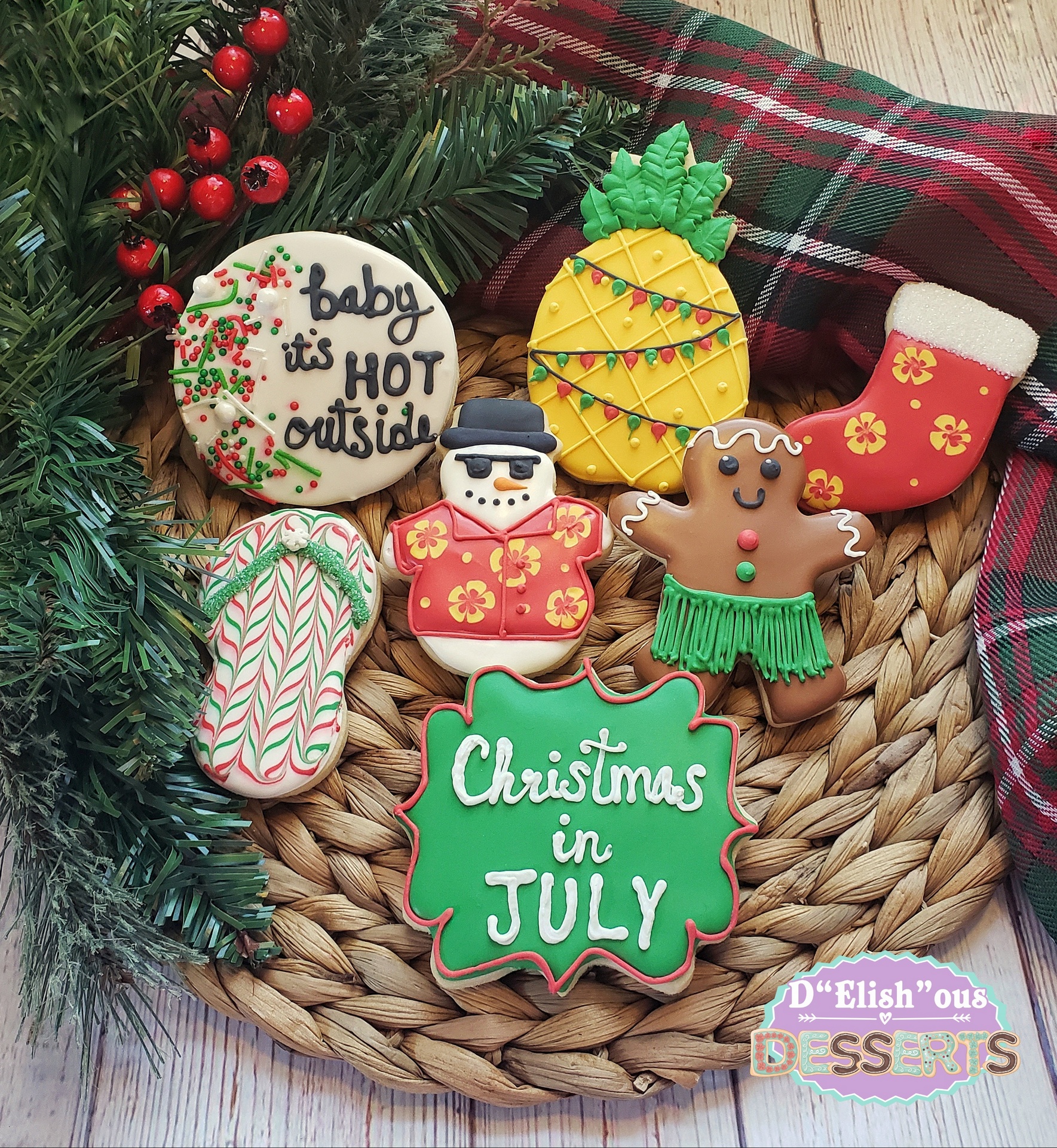 Christmas in July Decorated Sugar Cookies